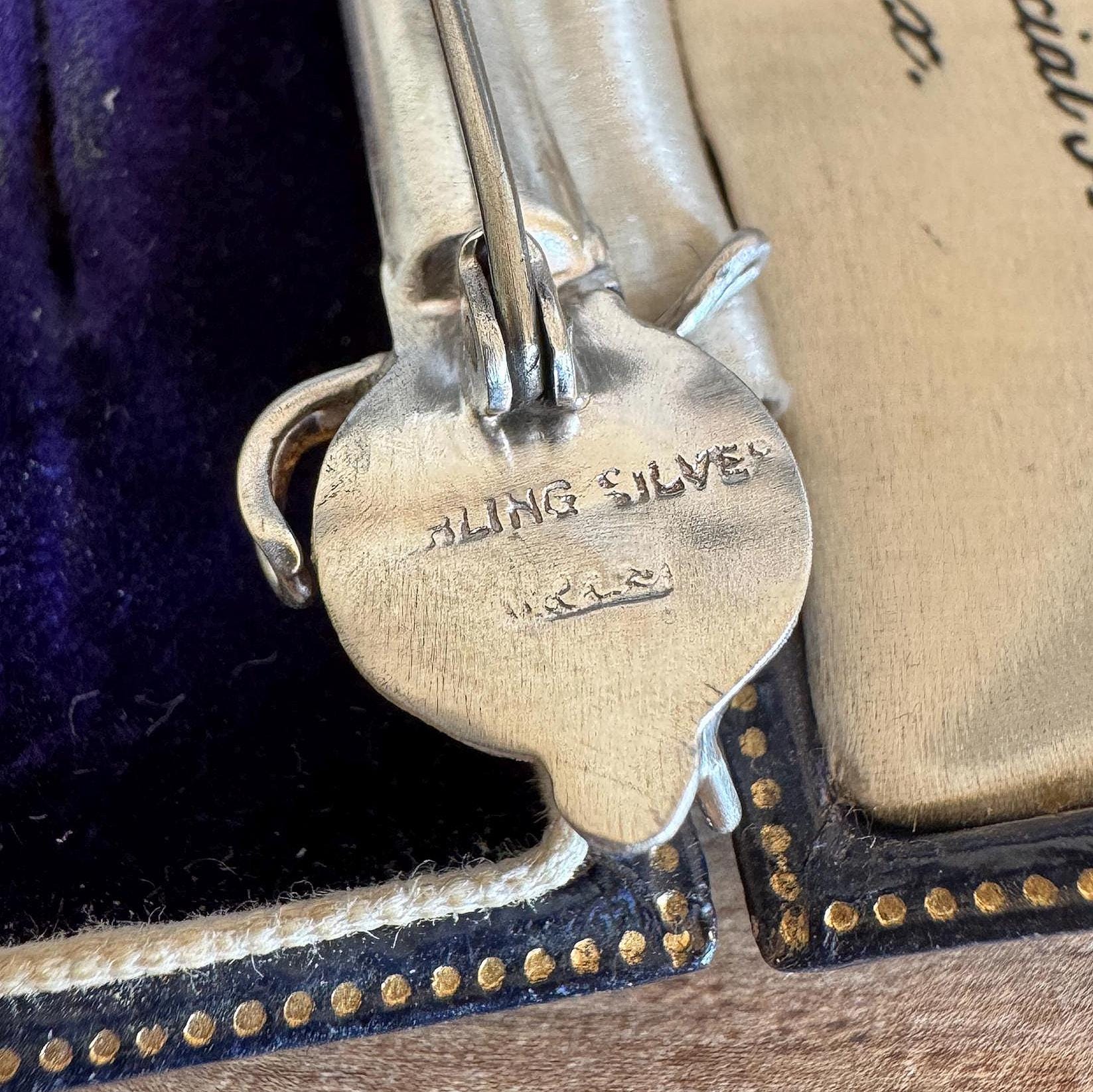 Antique Sterling Silver Scottish Cairngorm Claymore Sword Brooch, Circa 1920