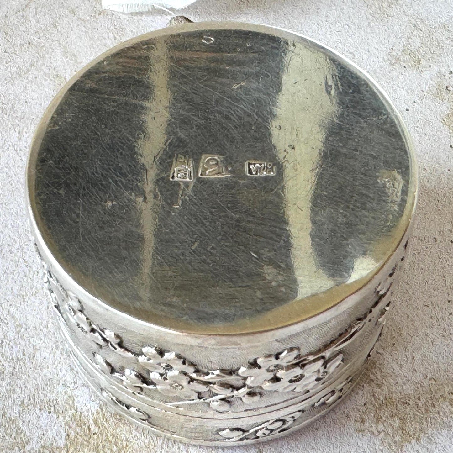 Antique Chinese Export Silver Box, Wang Hing, Qing Dynasty, Plum Blossom, Circa 1900