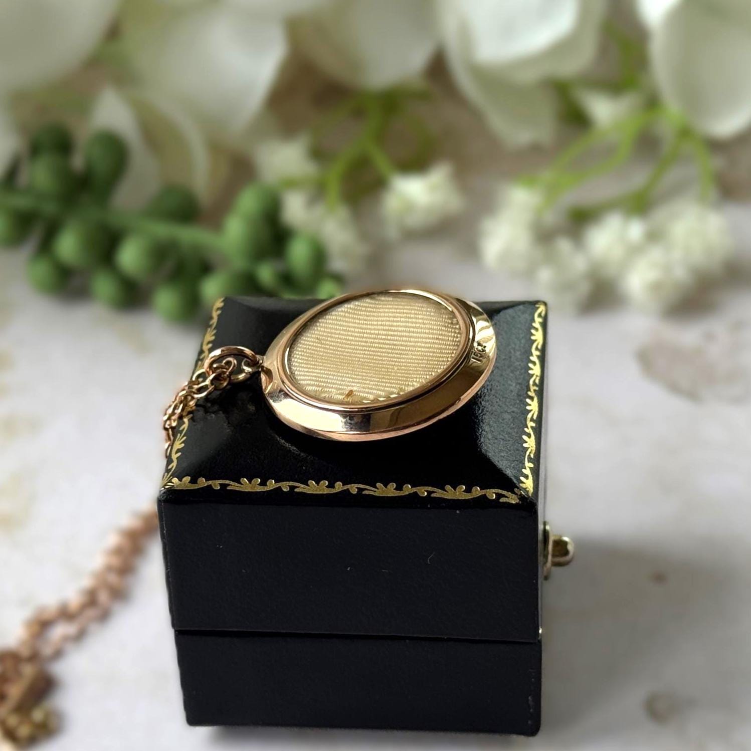 Antique Edwardian 15ct Gold Blue Guilloché Enamel Picture Locket with Seed Pearls, Optional Chain