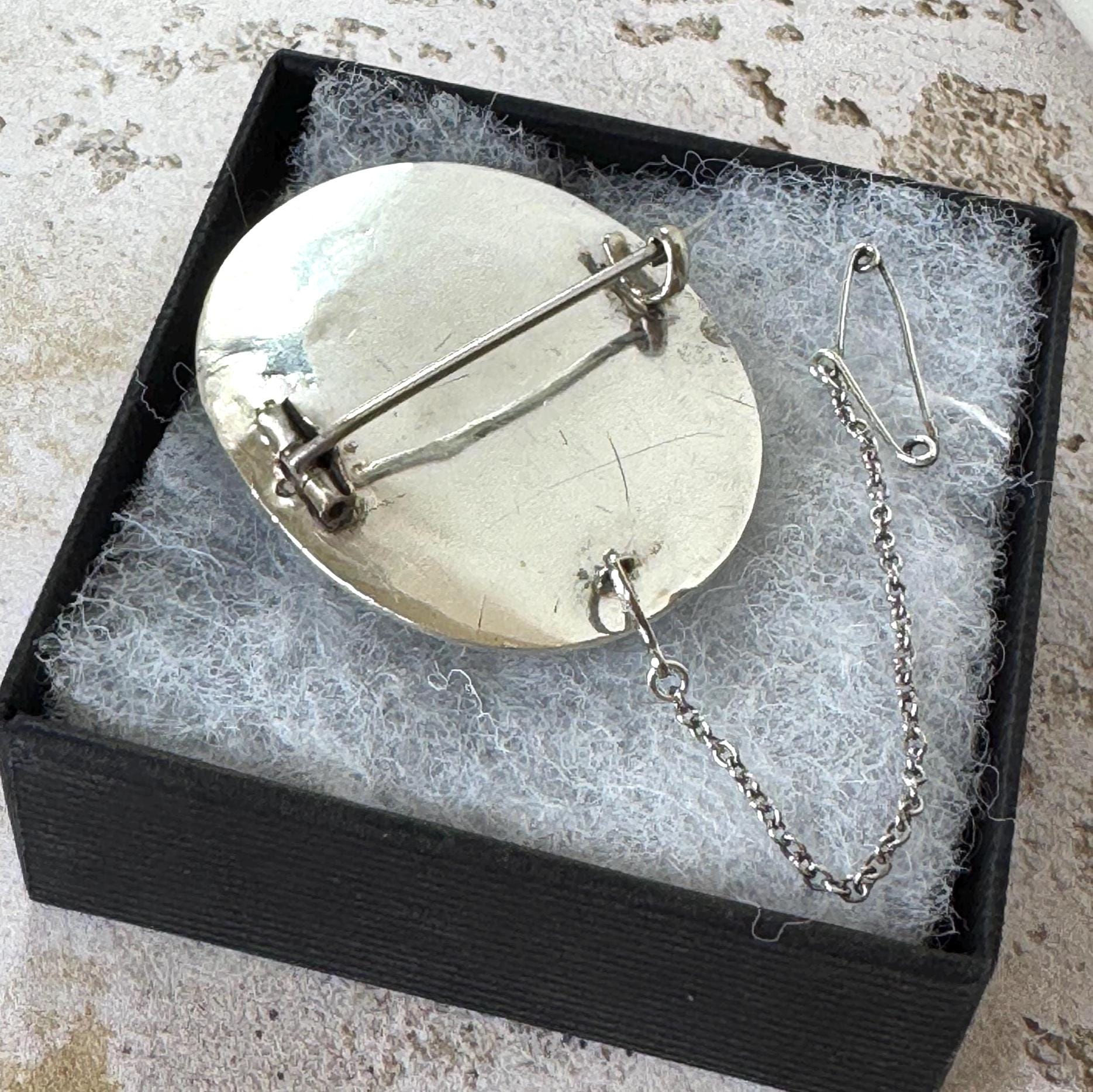 Victorian Scottish Malachite Hidden Locket Brooch | Rare Antique Sterling Silver Scottish Pebble Jewellery