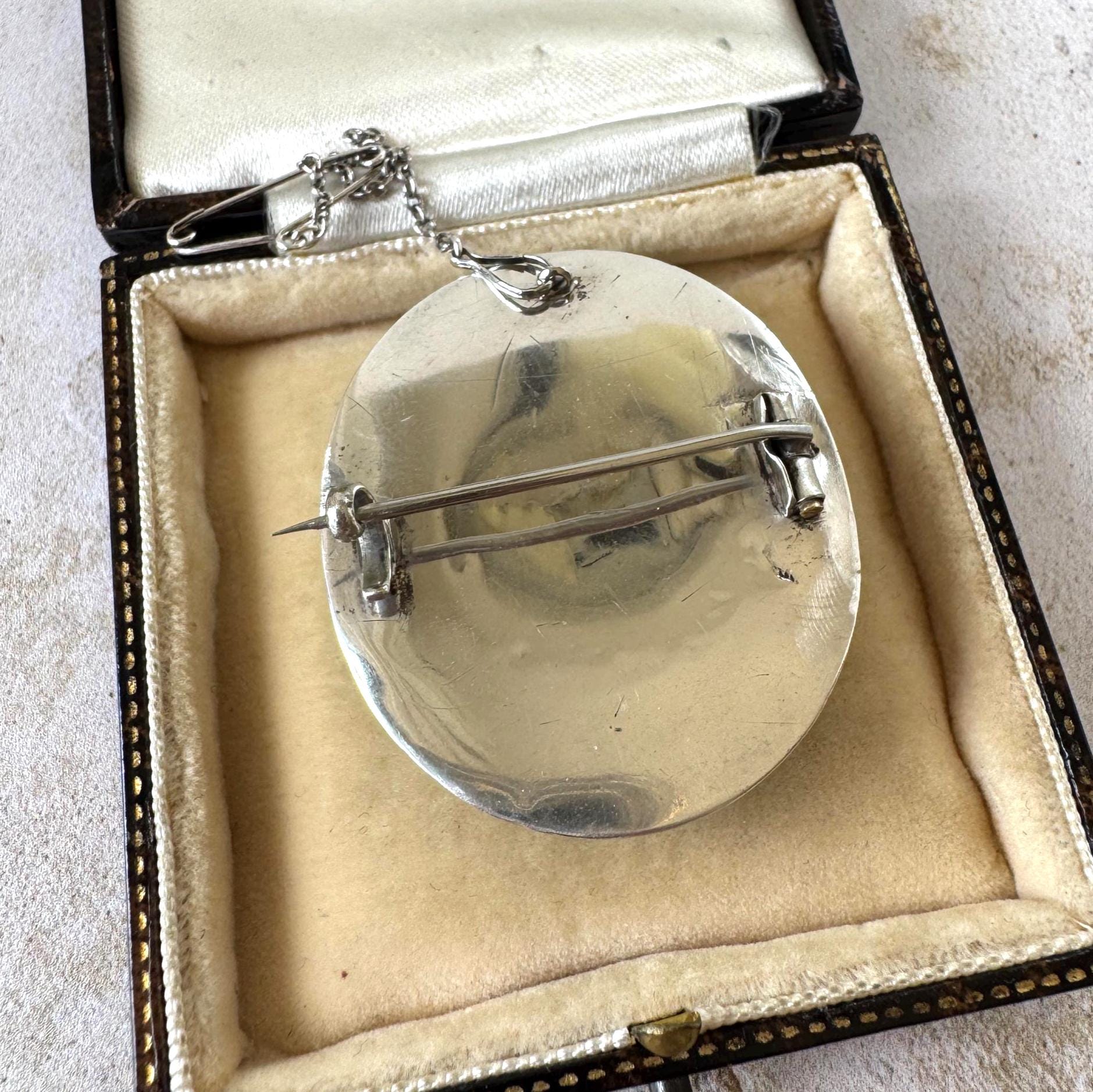 Victorian Scottish Malachite Hidden Locket Brooch | Rare Antique Sterling Silver Scottish Pebble Jewellery