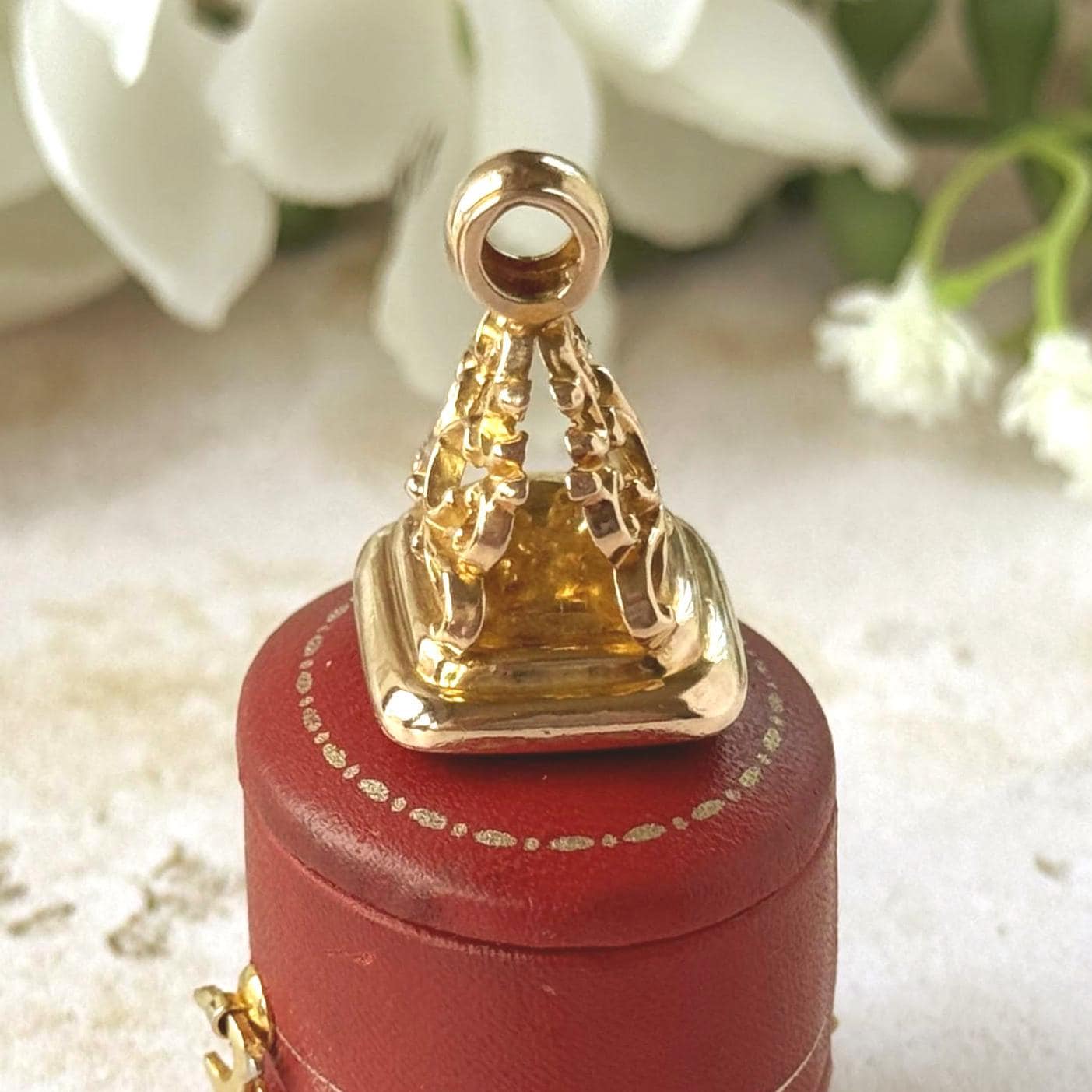 Edwardian 9ct Gold Bloodstone Fob Seal Pendant, Birmingham 1910