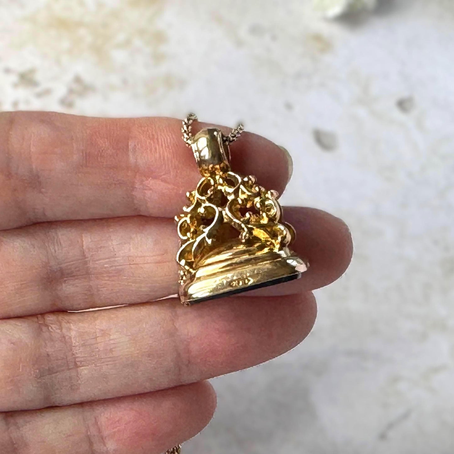 Edwardian 9ct Gold Bloodstone Fob Seal Pendant, Birmingham 1910