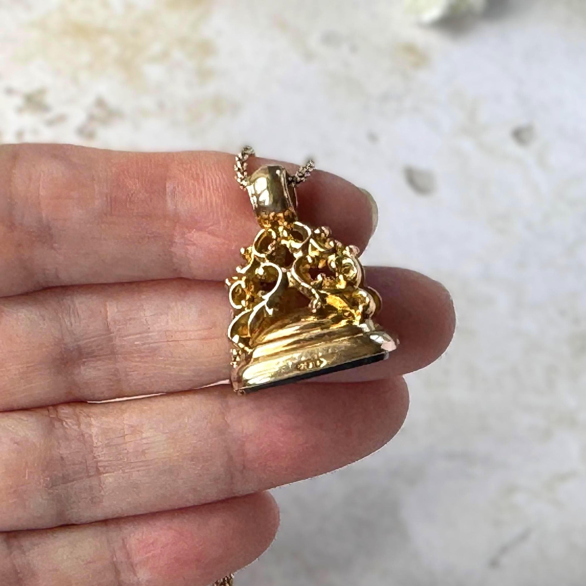 Edwardian 9ct Gold Bloodstone Fob Seal Pendant, Birmingham 1910