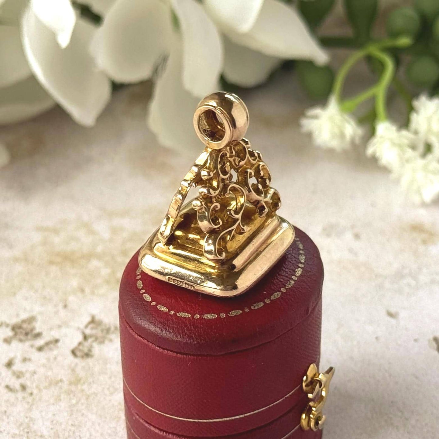 Edwardian 9ct Gold Bloodstone Fob Seal Pendant, Birmingham 1910