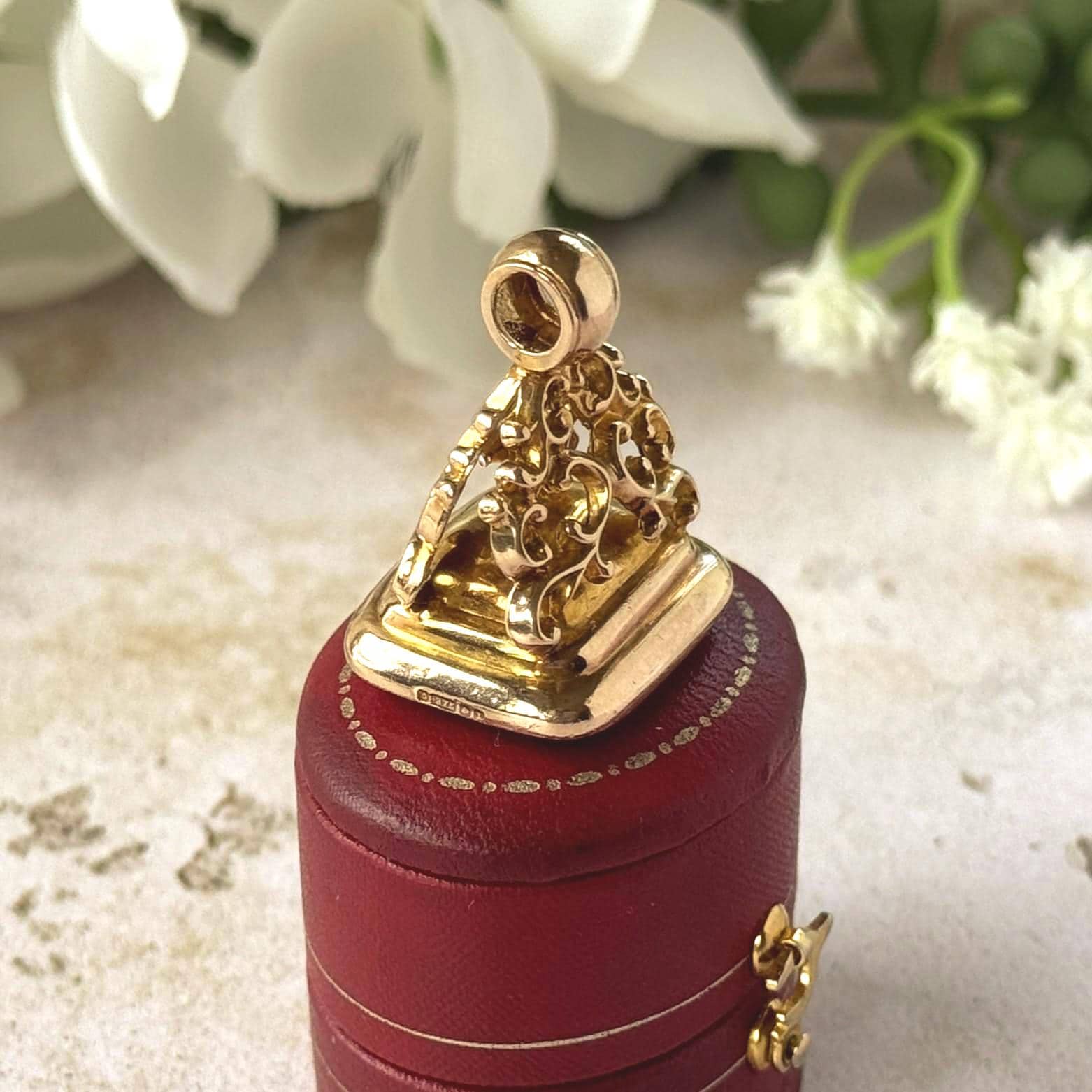 Edwardian 9ct Gold Bloodstone Fob Seal Pendant, Birmingham 1910