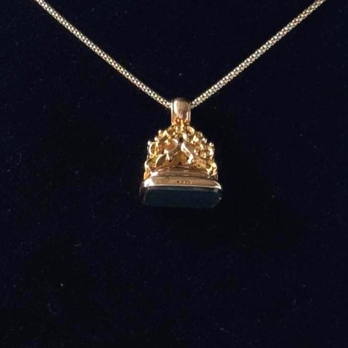 Edwardian 9ct Gold Bloodstone Fob Seal Pendant, Birmingham 1910