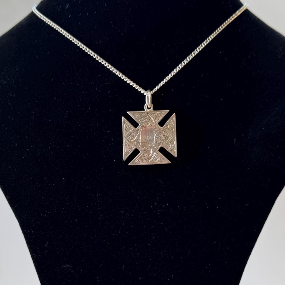 Antique Victorian Sterling Silver Templar Cross Compass Fob Pendant