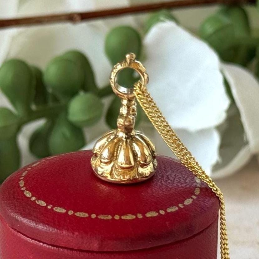 Georgian Miniature Lovebird Intaglio Seal Fob | Antique Gold-Cased Citrine Pendant