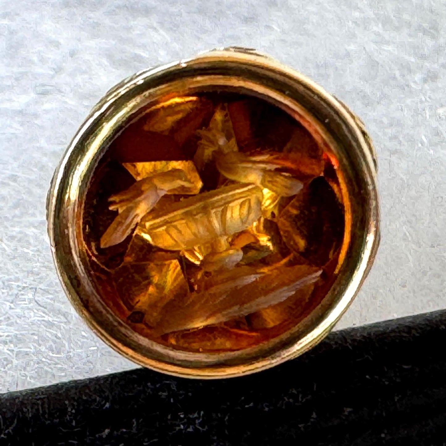 Georgian Miniature Lovebird Intaglio Seal Fob | Antique Gold-Cased Citrine Pendant
