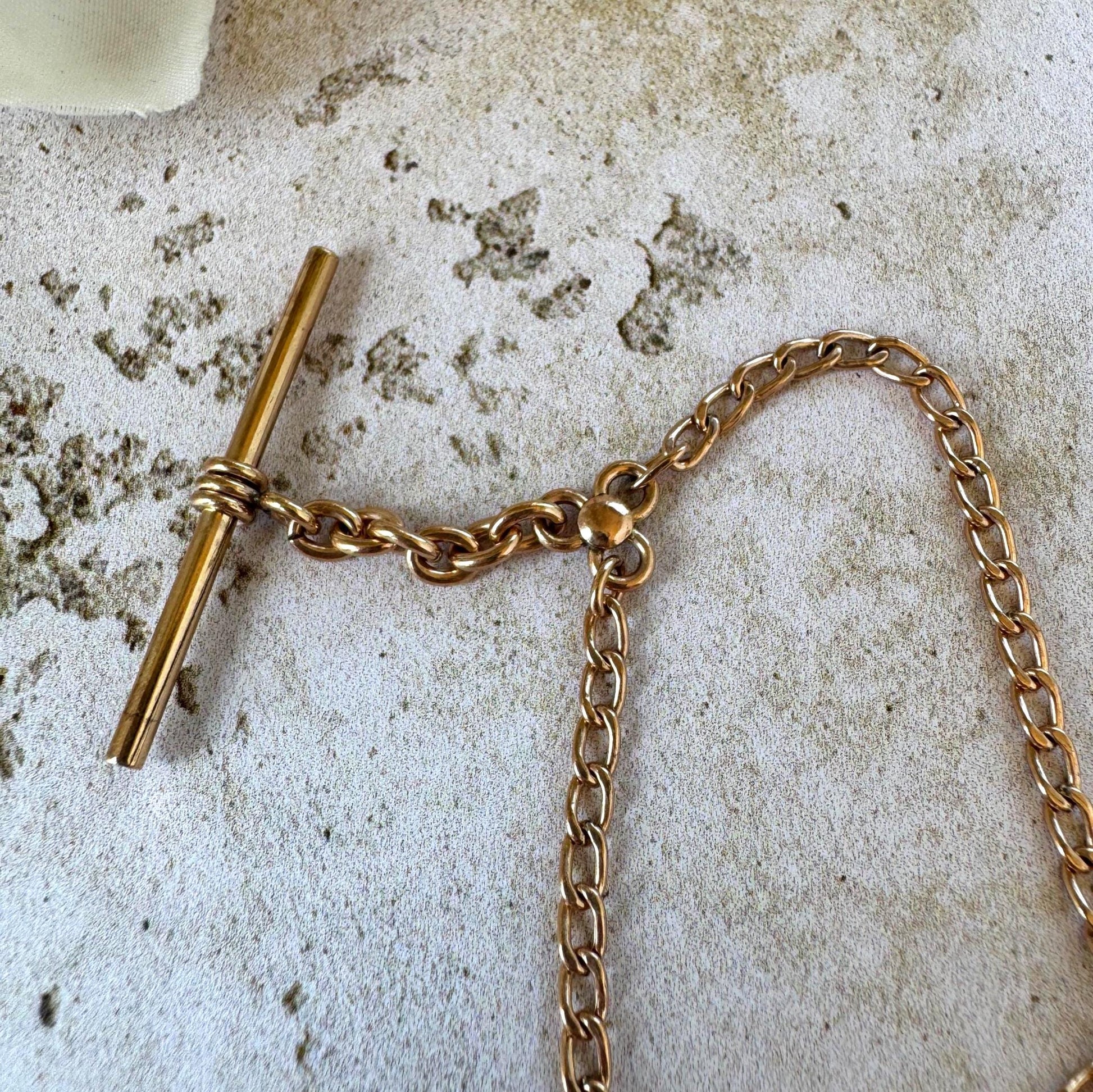 Antique Victorian Rose Gold Albertina Bracelet, Rolled Gold Watch Chain, c1880