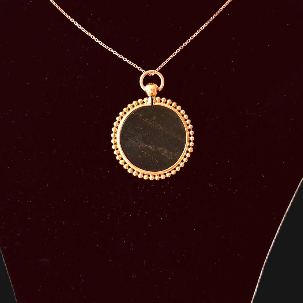 Antique Victorian Bloodstone Pendant Necklace | Rolled Rose Gold Photo Locket Conversion