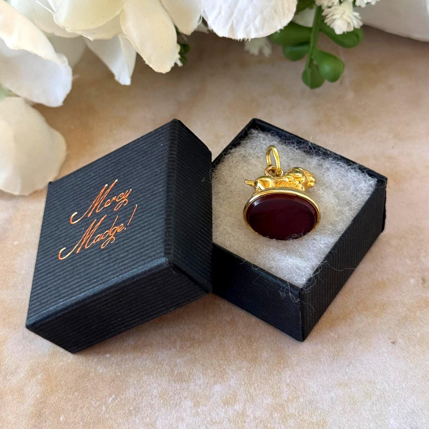 Antique Georgian Pinchbeck Lion Seal Fob | Regency Era Figural Carnelian Pendant