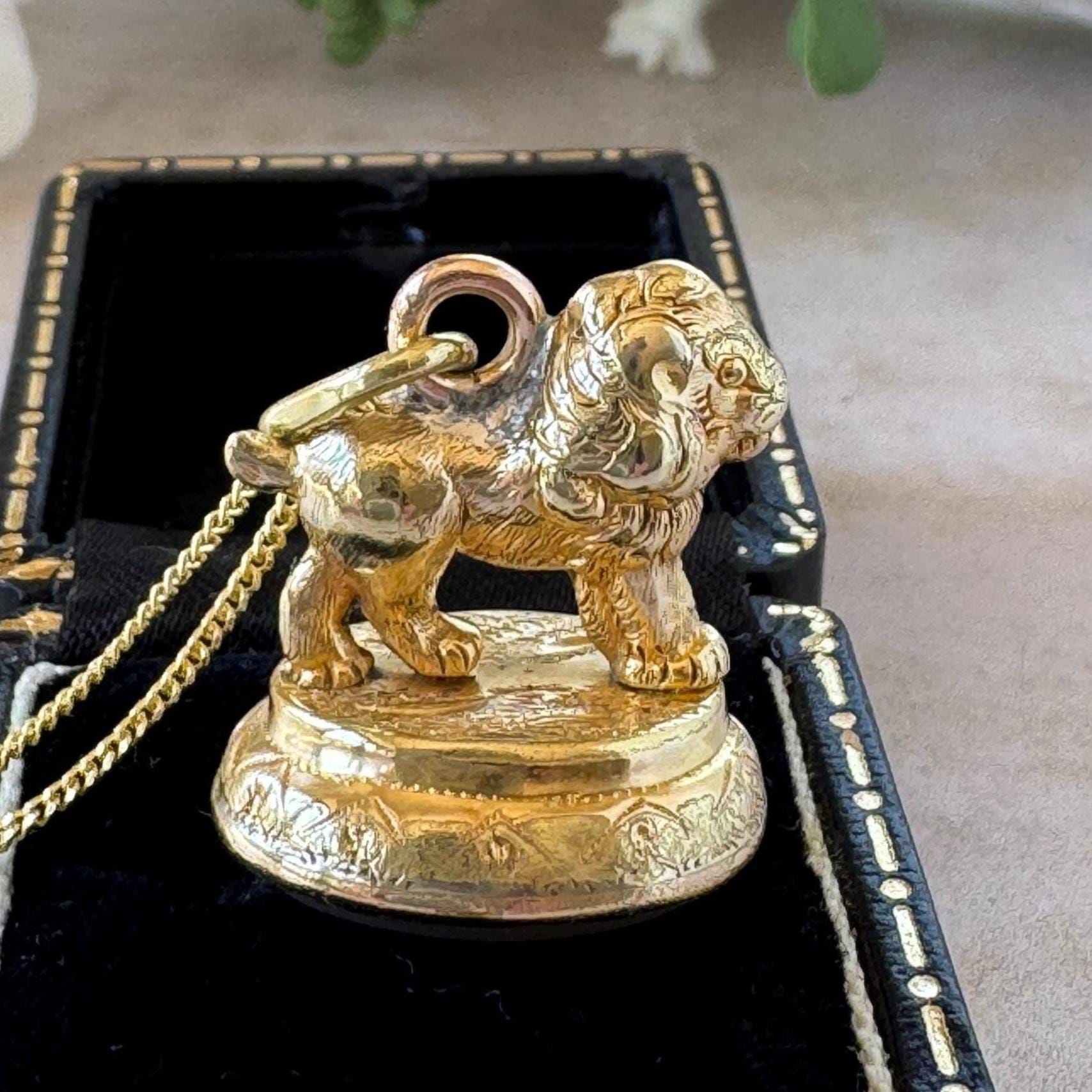 Antique Georgian Pinchbeck Lion Seal Fob | Regency Era Figural Carnelian Pendant