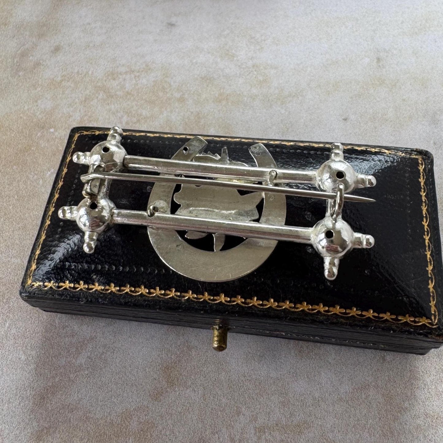Antique Victorian Sweetheart Horseshoe Brooch | Sterling Silver & Gold Equestrian Lapel Pin