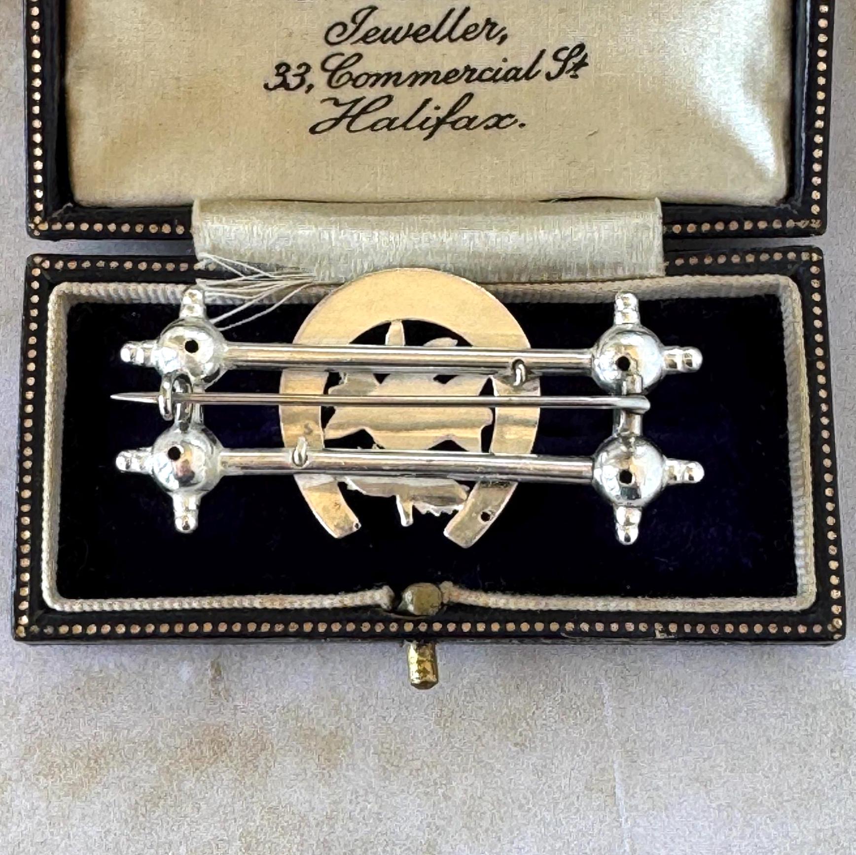 Antique Victorian Sweetheart Horseshoe Brooch | Sterling Silver & Gold Equestrian Lapel Pin
