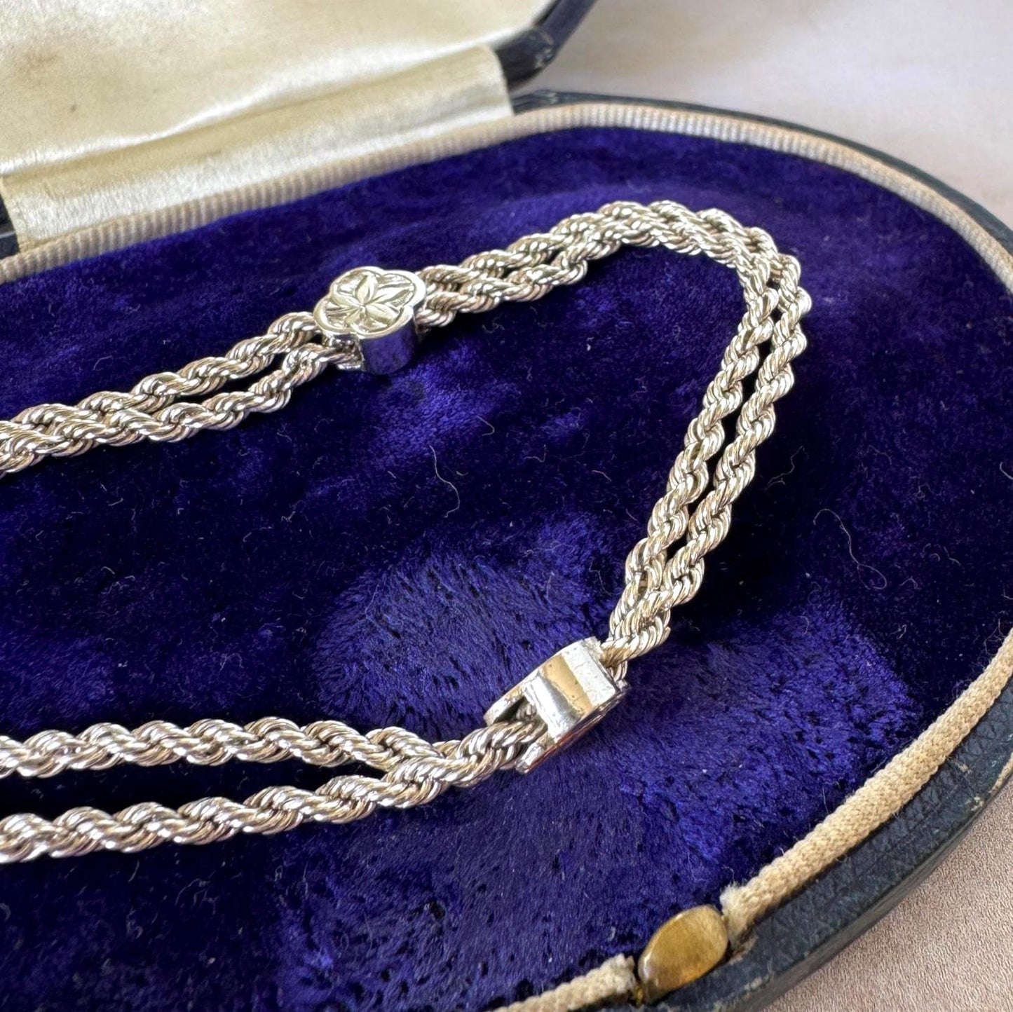 Antique Victorian Sterling Silver & Gold Albertina Tassel Watch Chain Bracelet