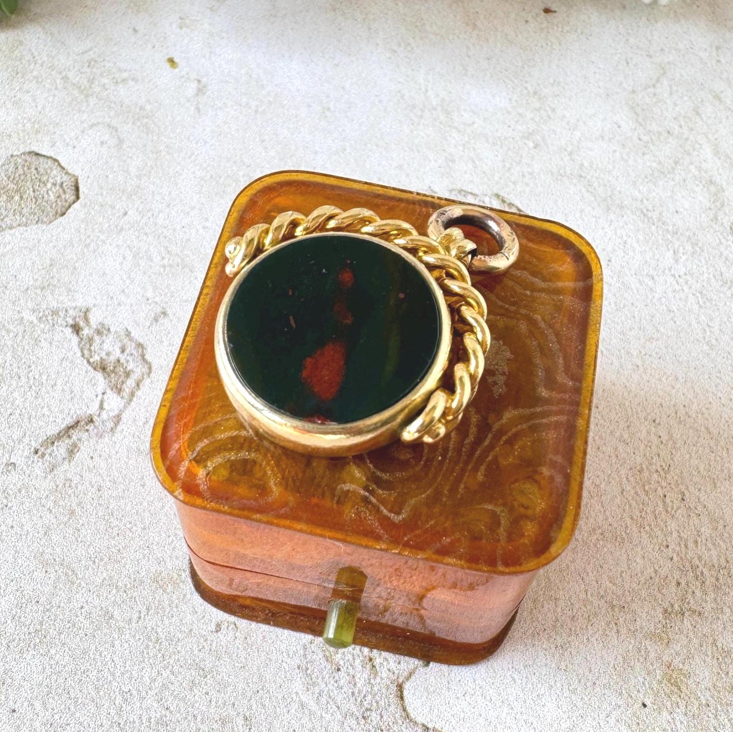 Antique Victorian Rolled Gold Bloodstone & Carnelian Spinning Fob Seal Pendant, Thomas Hopwood