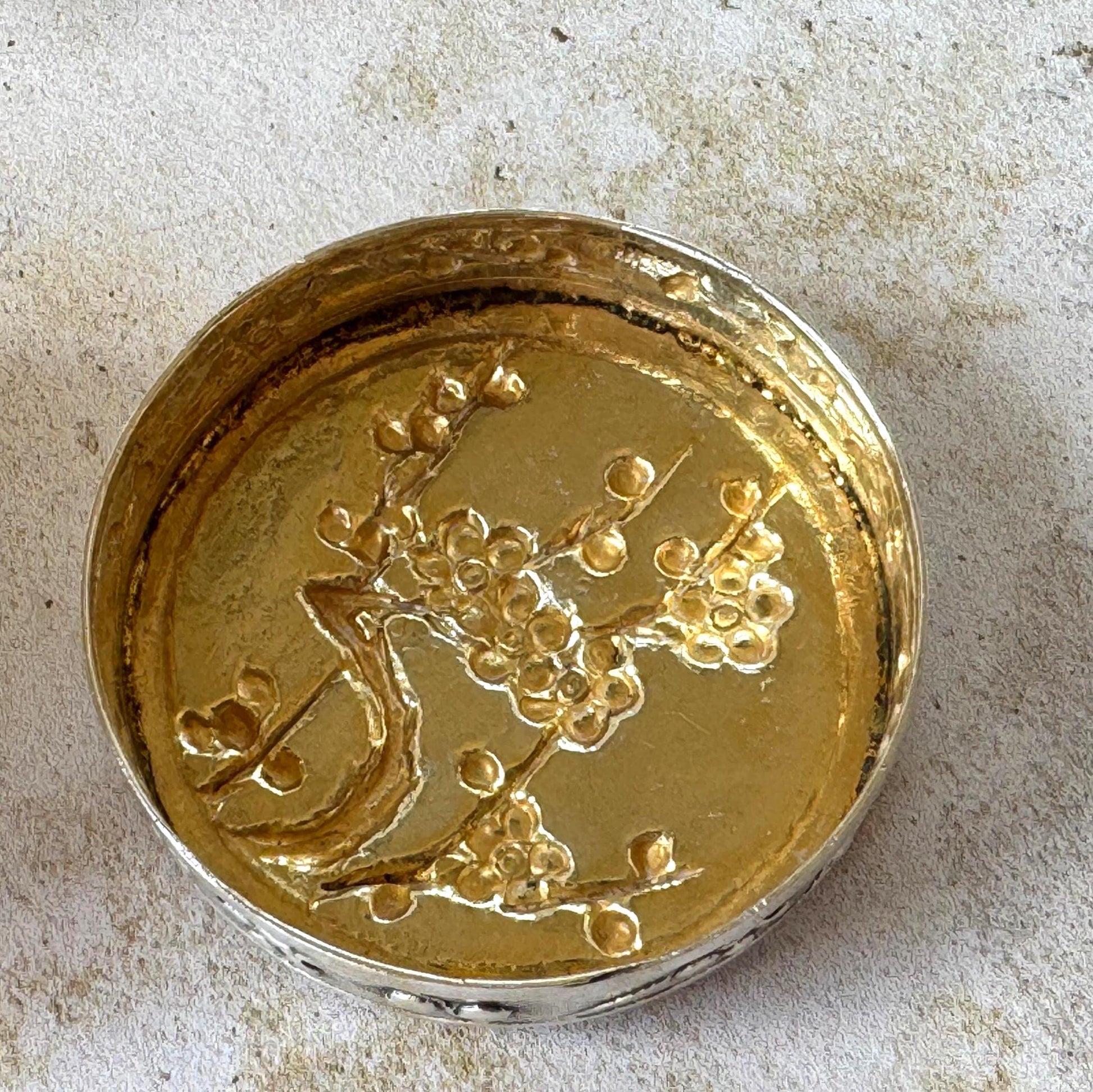 Antique Chinese Export Silver Box, Wang Hing, Qing Dynasty, Plum Blossom, Circa 1900