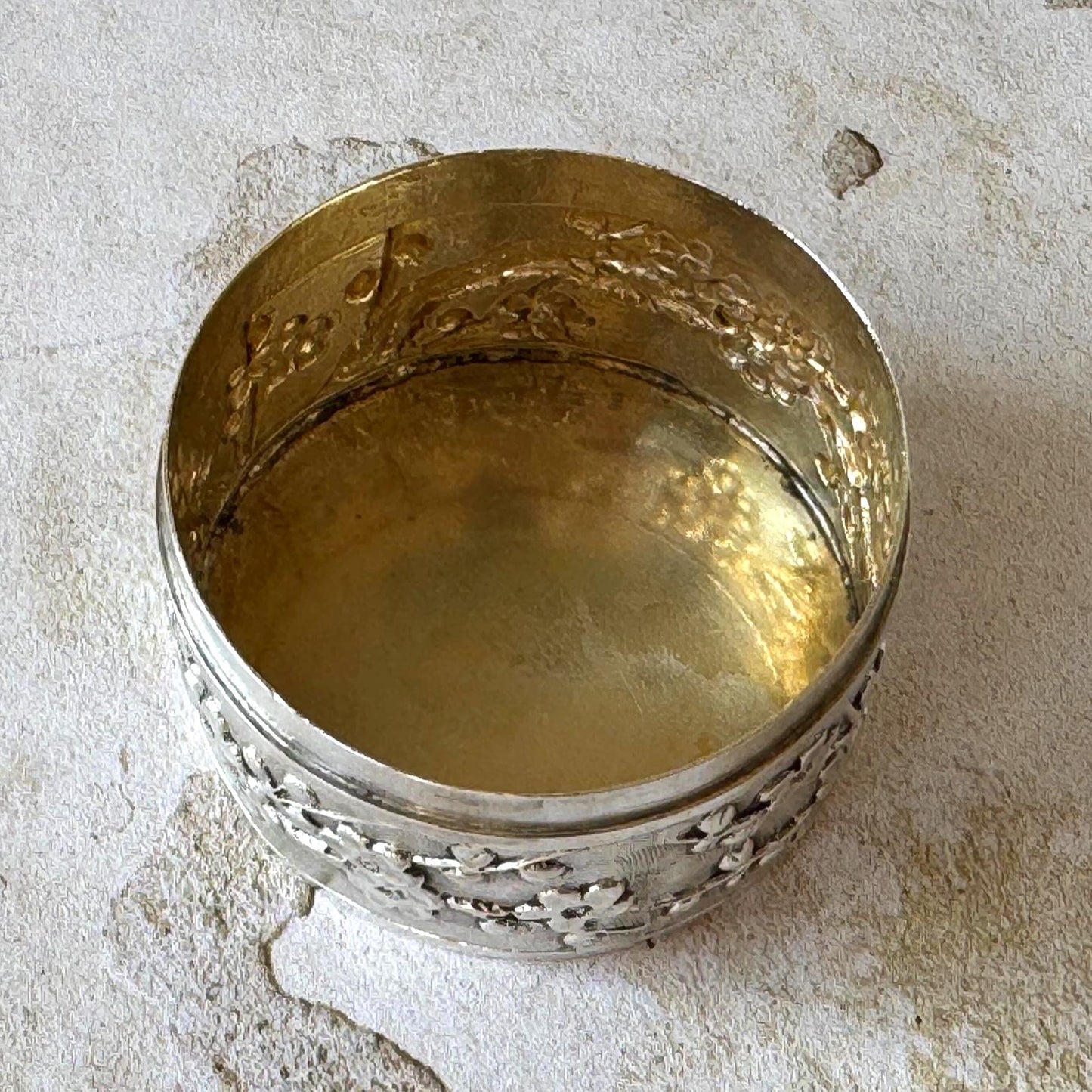 Antique Chinese Export Silver Box, Wang Hing, Qing Dynasty, Plum Blossom, Circa 1900