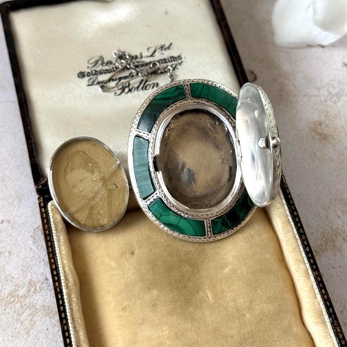 Victorian Scottish Malachite Hidden Locket Brooch | Rare Antique Sterling Silver Scottish Pebble Jewellery