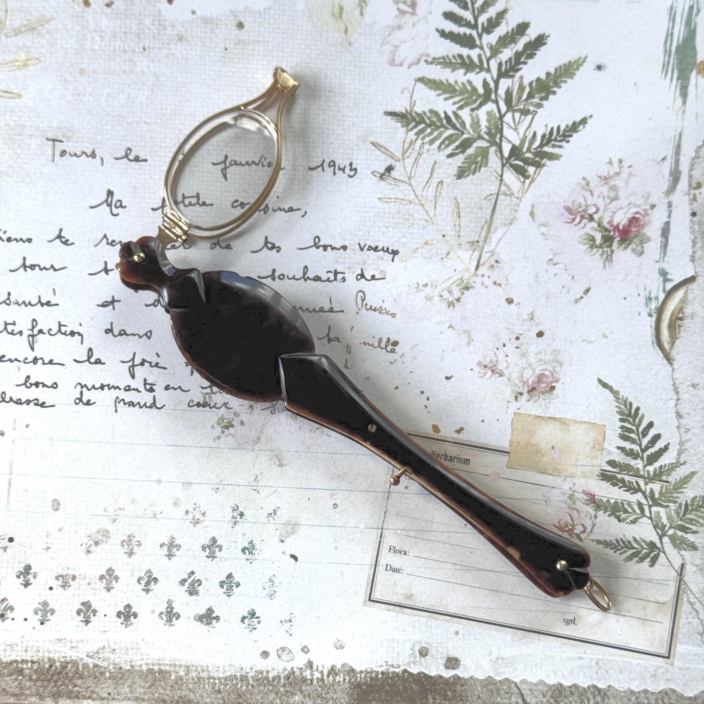 Antique Victorian Simulated Tortoiseshell Metamorphic Lorgnette Folding Spectacles