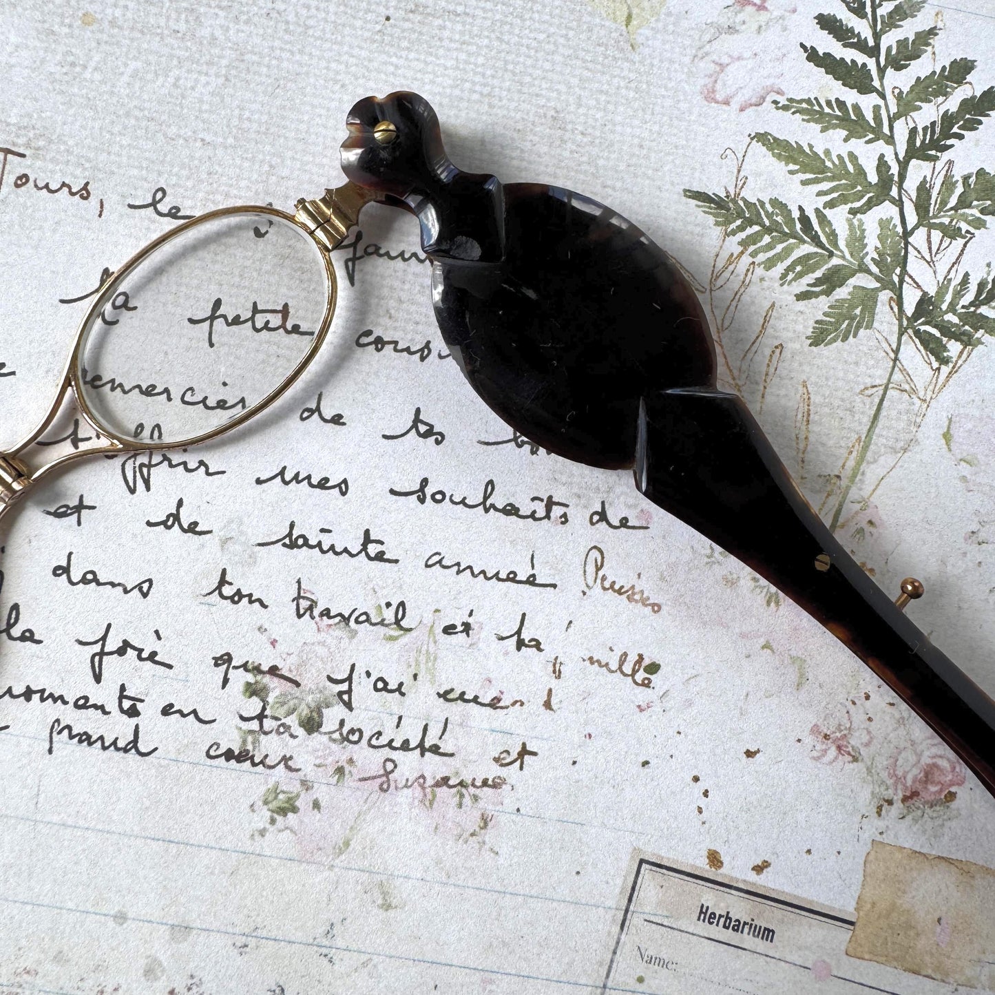 Antique Victorian Simulated Tortoiseshell Metamorphic Lorgnette Folding Spectacles