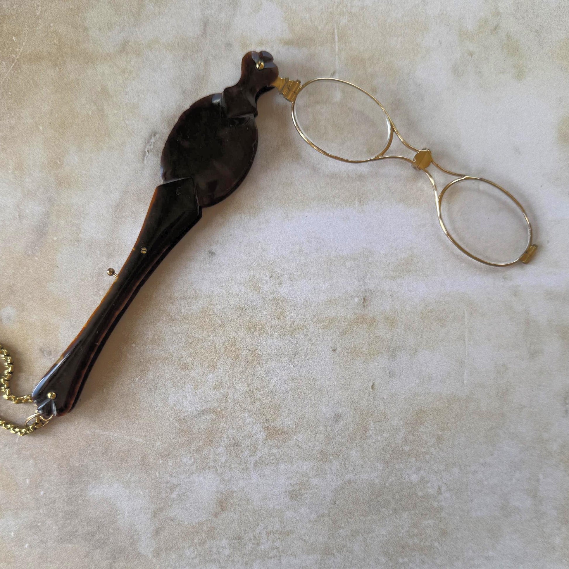 Antique Victorian Simulated Tortoiseshell Metamorphic Lorgnette Folding Spectacles