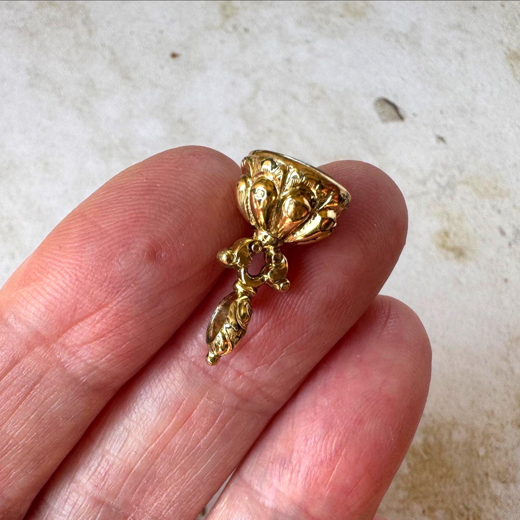 Georgian Miniature Lovebird Intaglio Seal Fob | Antique Gold-Cased Citrine Pendant