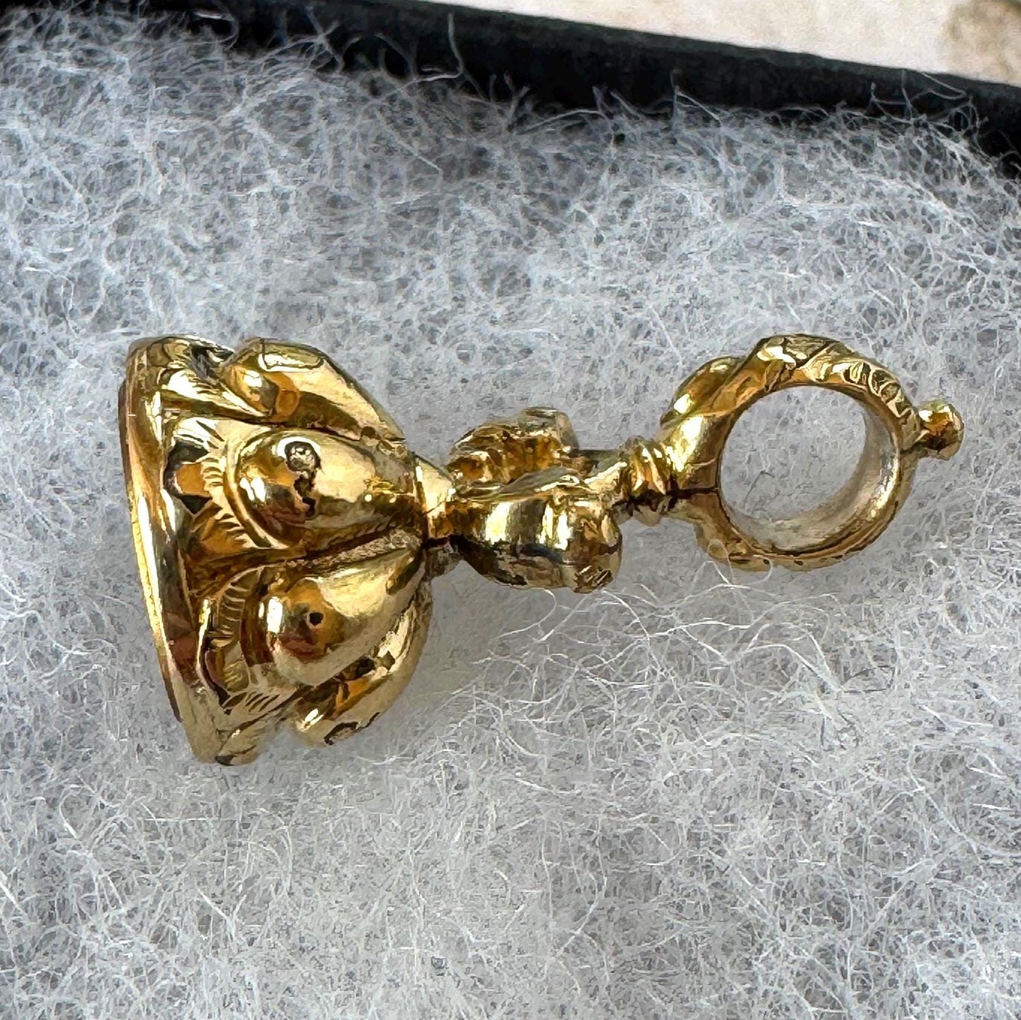 Georgian Miniature Lovebird Intaglio Seal Fob | Antique Gold-Cased Citrine Pendant