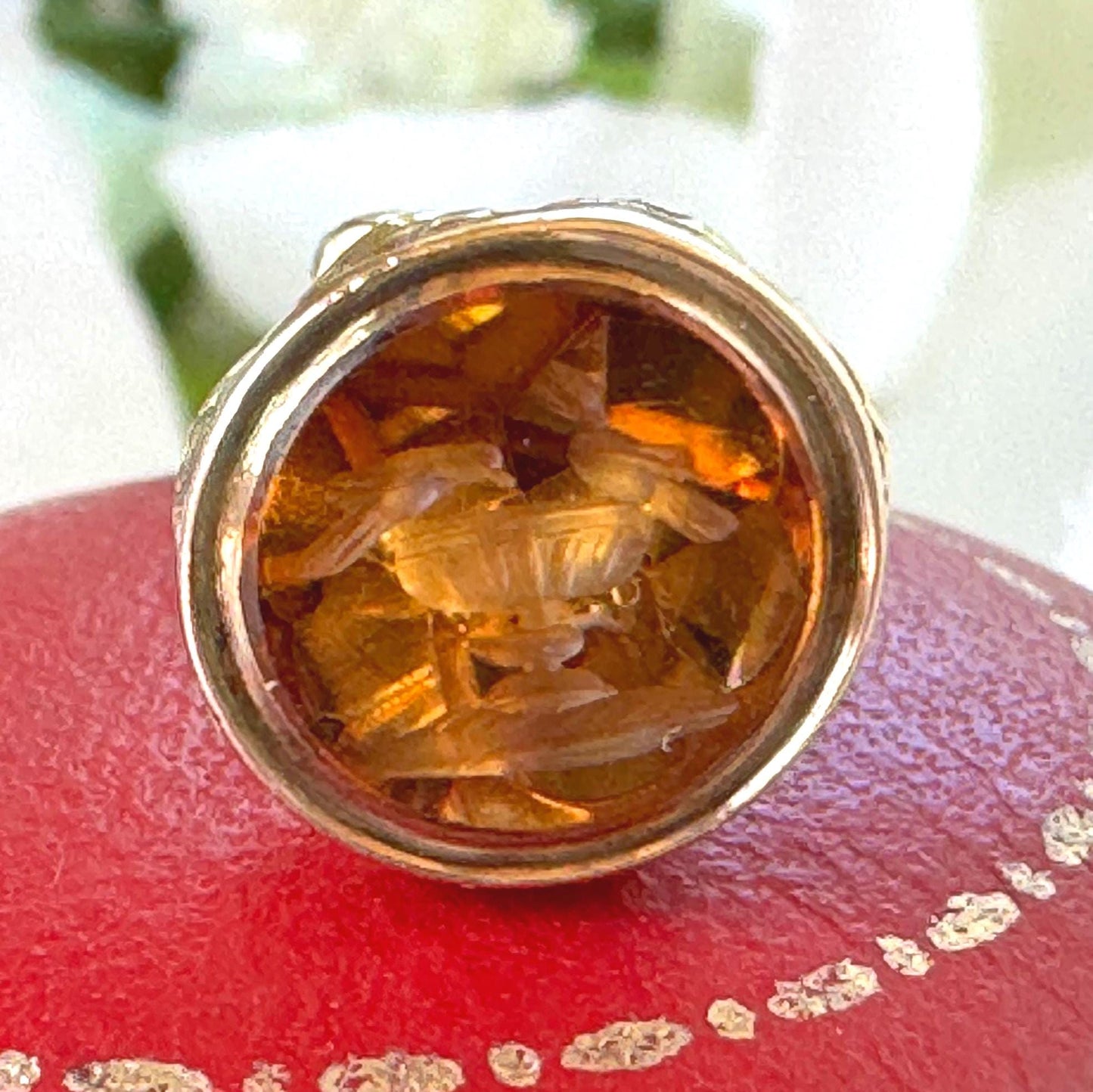 Georgian Miniature Lovebird Intaglio Seal Fob | Antique Gold-Cased Citrine Pendant
