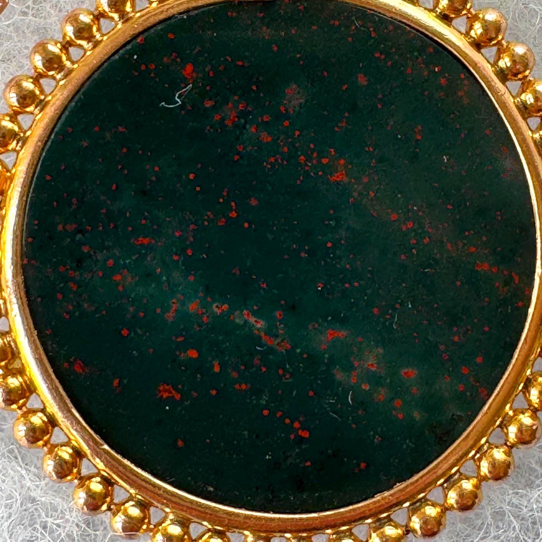 Antique Victorian Bloodstone Pendant Necklace | Rolled Rose Gold Photo Locket Conversion