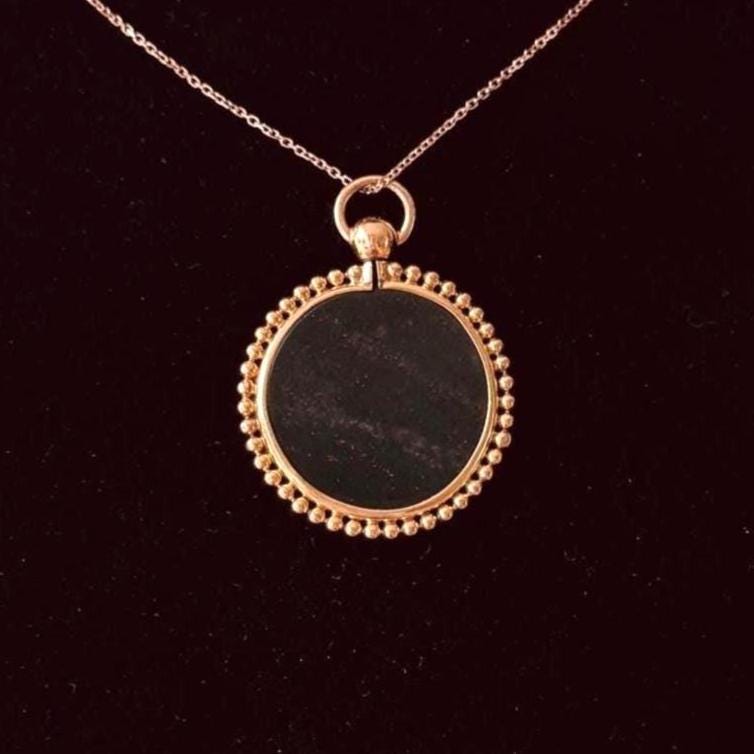 Antique Victorian Bloodstone Pendant Necklace | Rolled Rose Gold Photo Locket Conversion