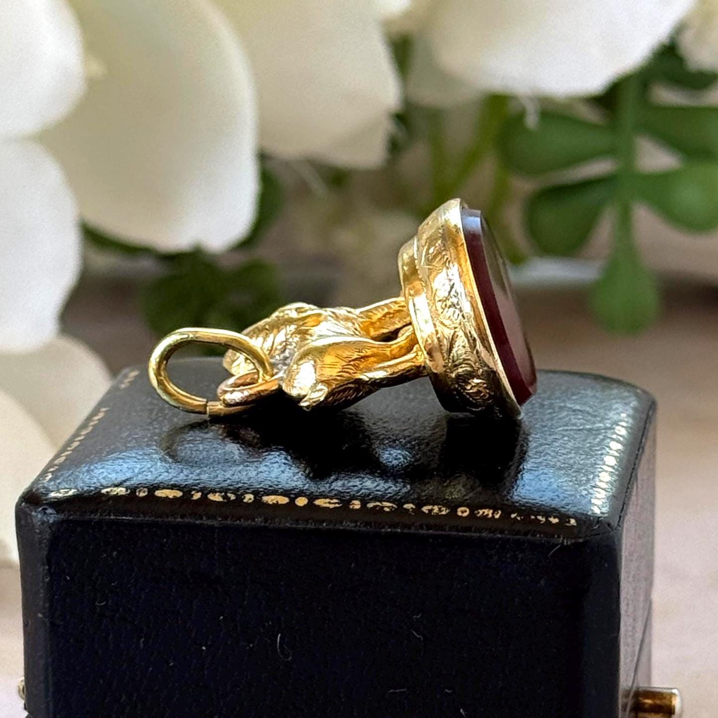 Antique Georgian Pinchbeck Lion Seal Fob | Regency Era Figural Carnelian Pendant
