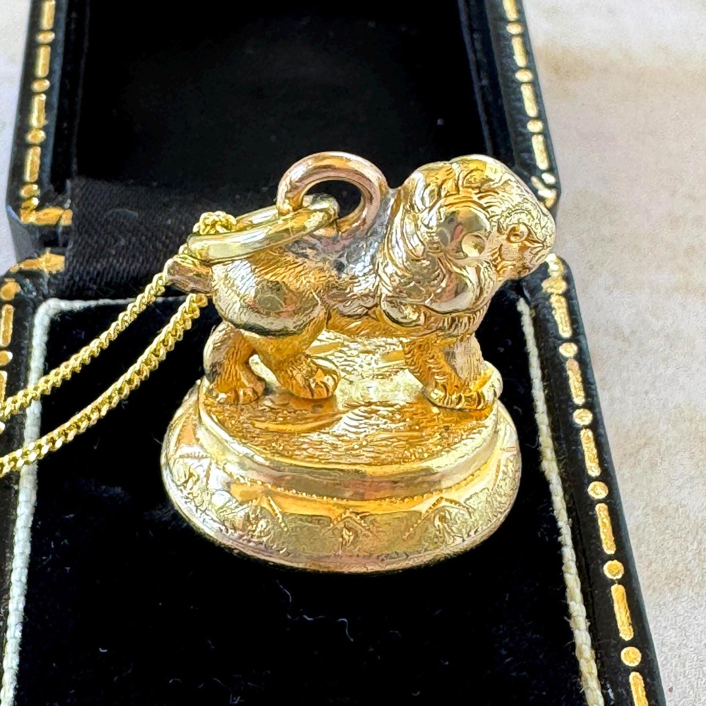 Antique Georgian Pinchbeck Lion Seal Fob | Regency Era Figural Carnelian Pendant