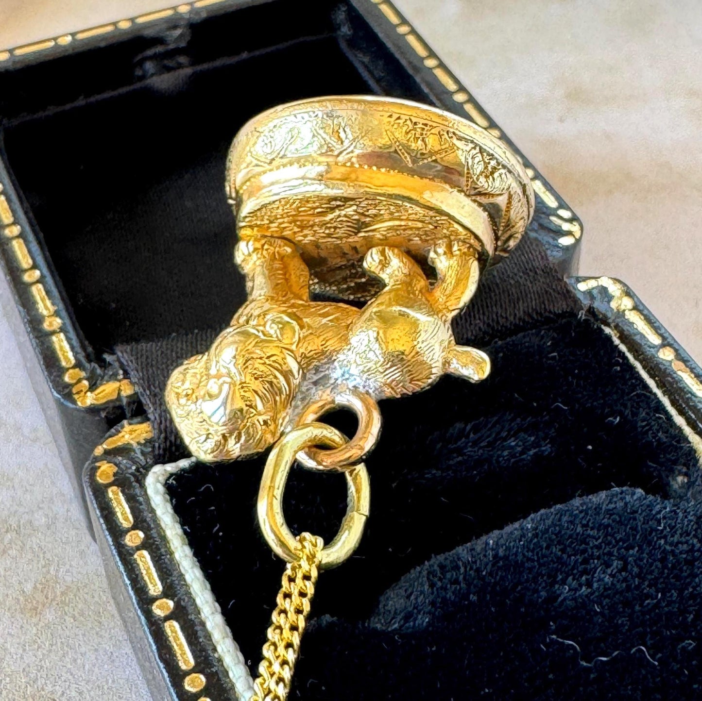 Antique Georgian Pinchbeck Lion Seal Fob | Regency Era Figural Carnelian Pendant