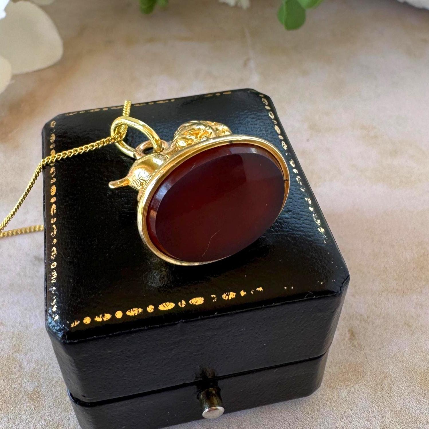 Antique Georgian Pinchbeck Lion Seal Fob | Regency Era Figural Carnelian Pendant