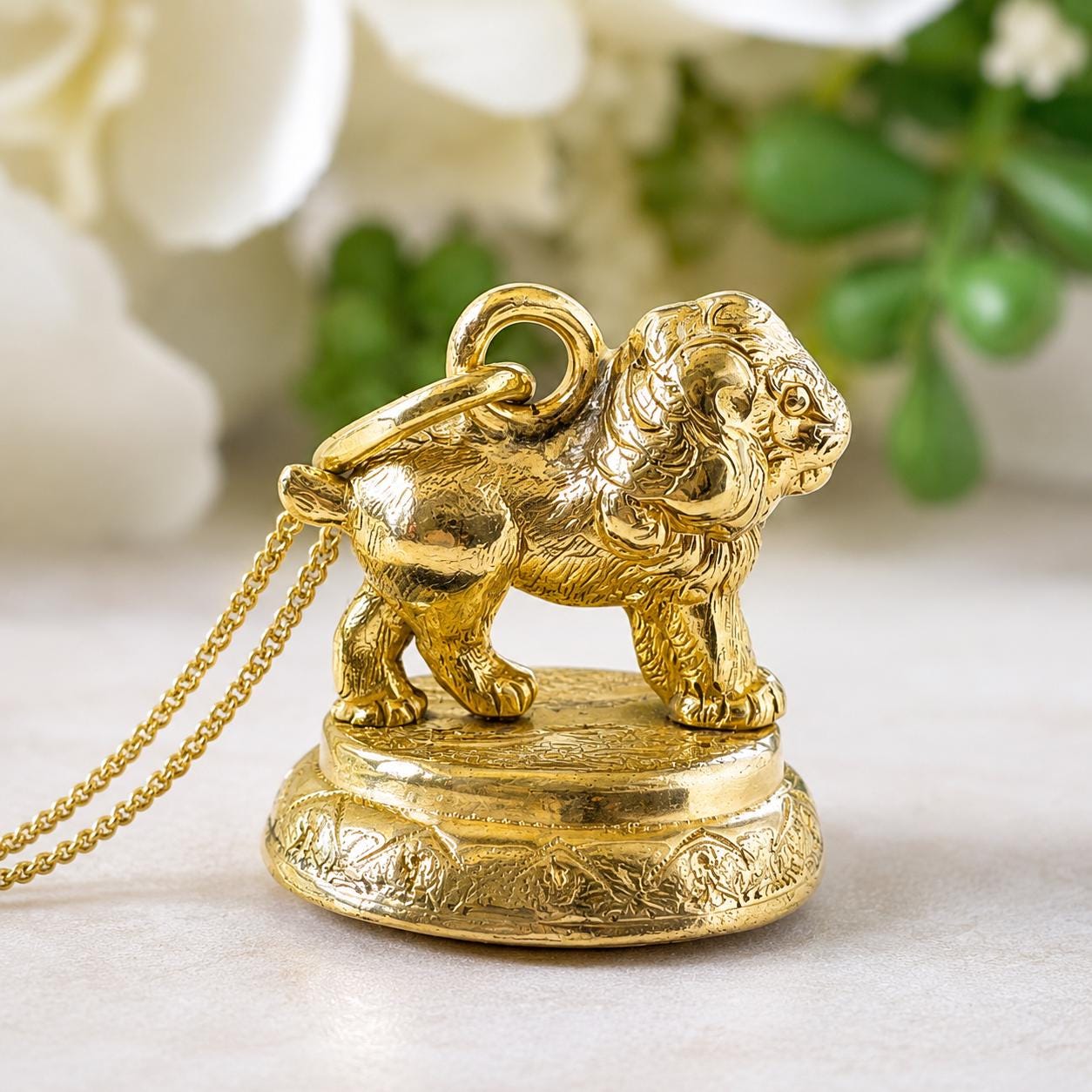 Antique Georgian Pinchbeck Lion Seal Fob | Regency Era Figural Carnelian Pendant