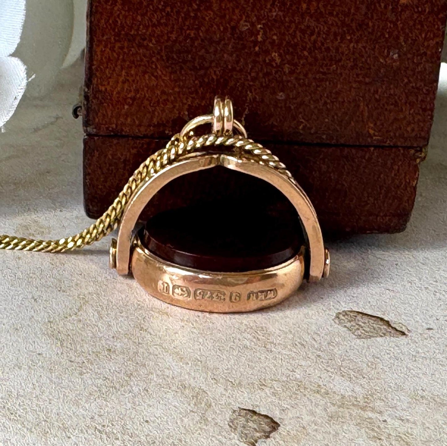 Antique 9ct Gold Bloodstone & Carnelian Spinner Fob Pendant, William Hair Haseler, Birmingham 1891