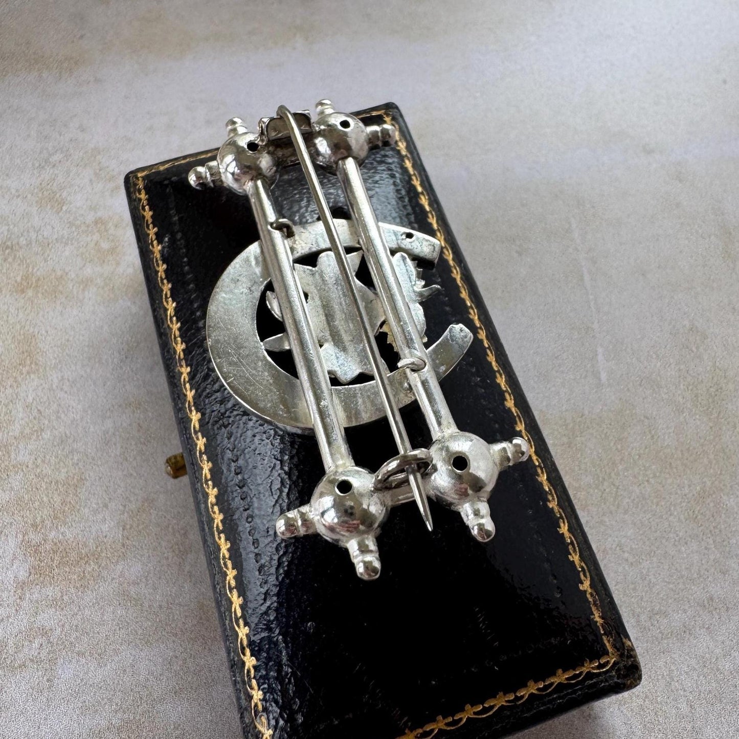 Antique Victorian Sweetheart Horseshoe Brooch | Sterling Silver & Gold Equestrian Lapel Pin