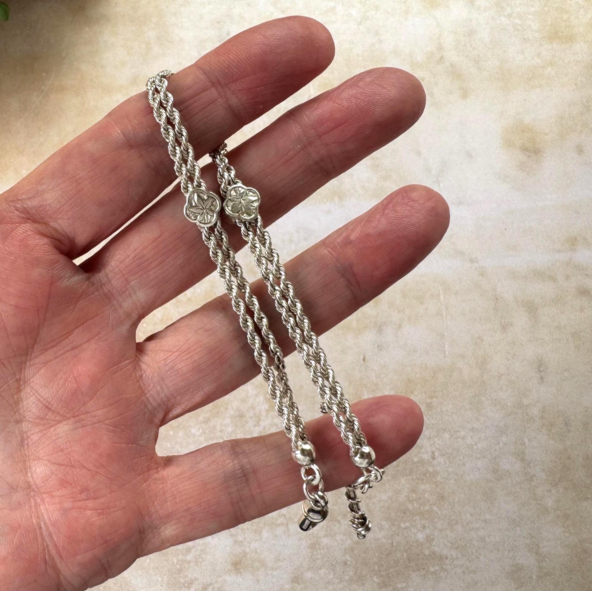Antique Victorian Sterling Silver & Gold Albertina Tassel Watch Chain Bracelet