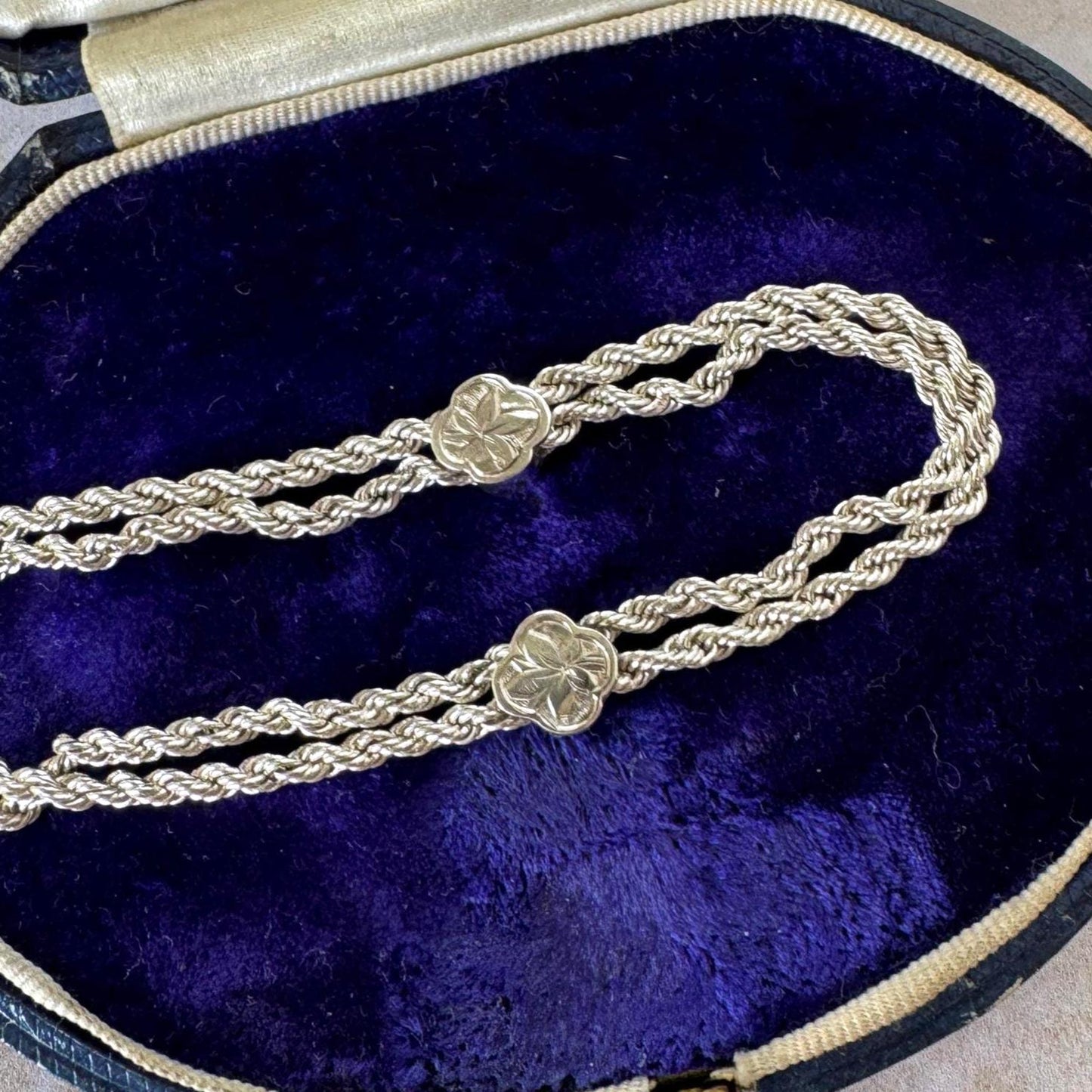 Antique Victorian Sterling Silver & Gold Albertina Tassel Watch Chain Bracelet