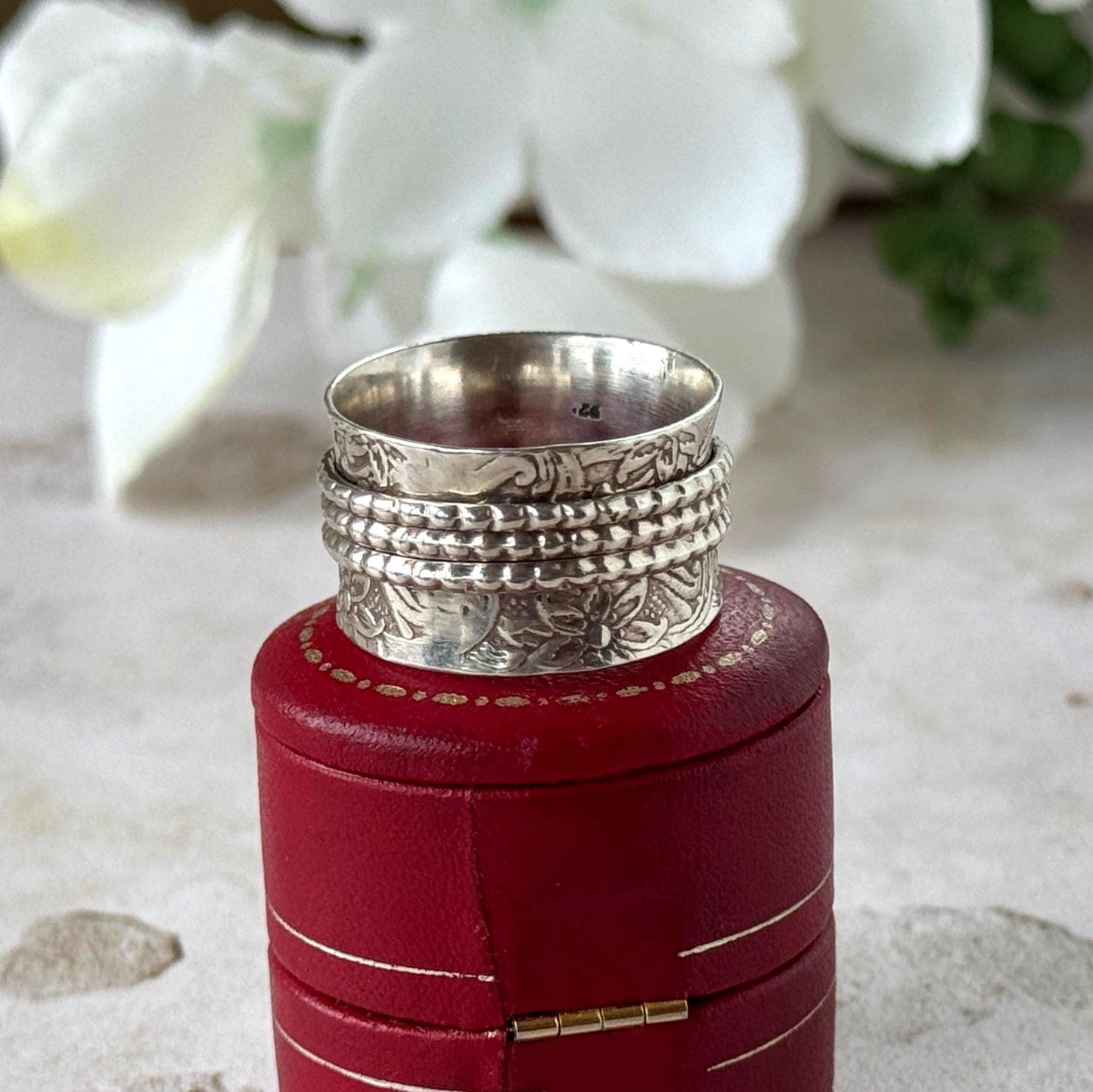 Vintage Italian Sterling Silver Spinner Ring | Moonstone Amethyst Pink Tourmaline Thumb Ring