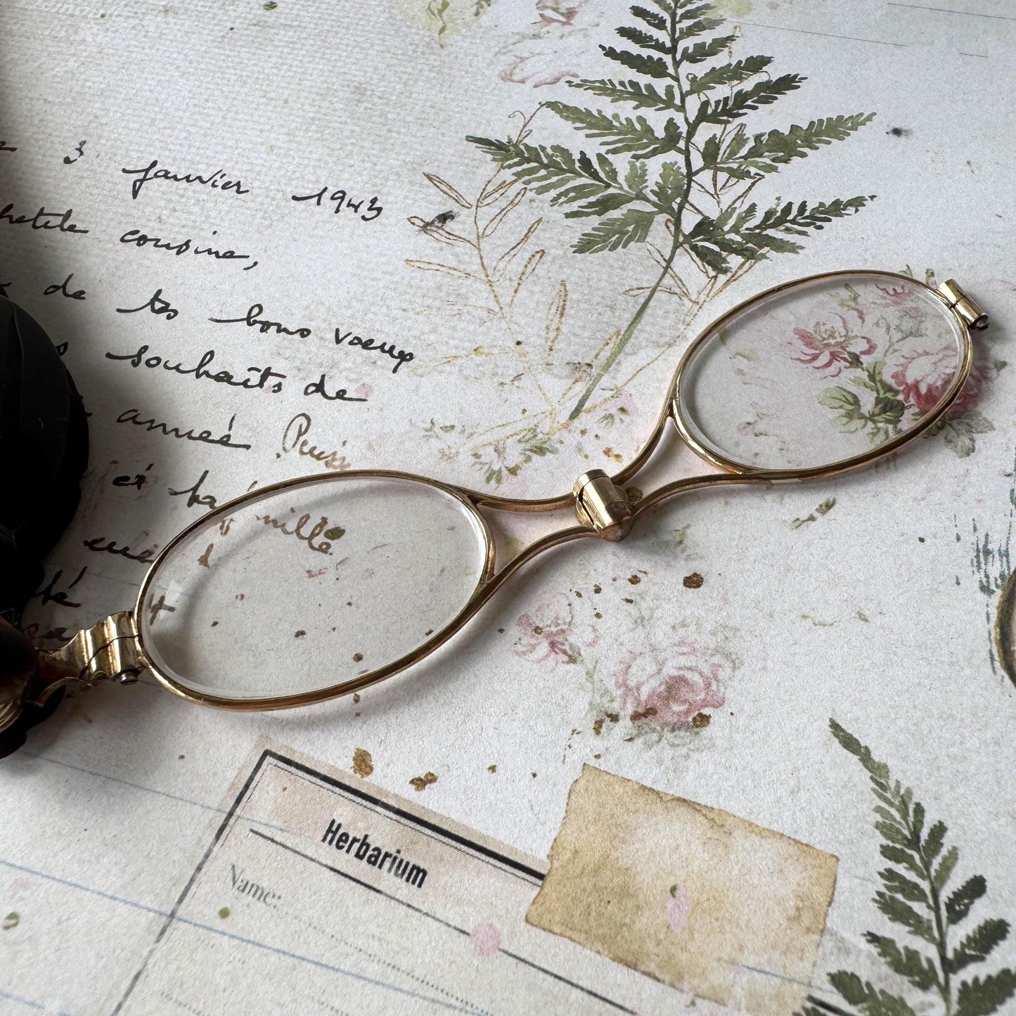 Antique Victorian Simulated Tortoiseshell Metamorphic Lorgnette Folding Spectacles