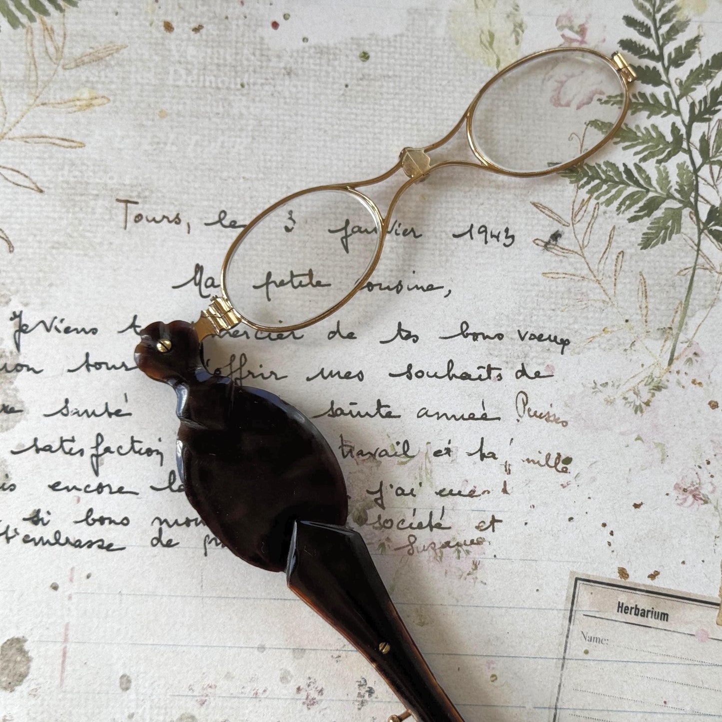 Antique Victorian Simulated Tortoiseshell Metamorphic Lorgnette Folding Spectacles
