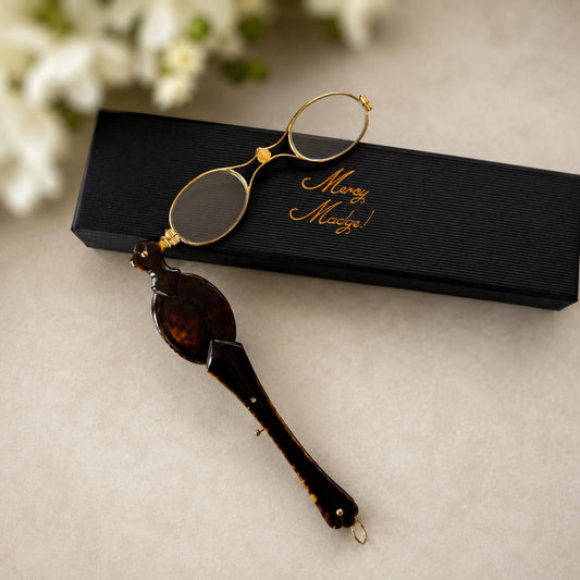 Antique Victorian Simulated Tortoiseshell Metamorphic Lorgnette Folding Spectacles