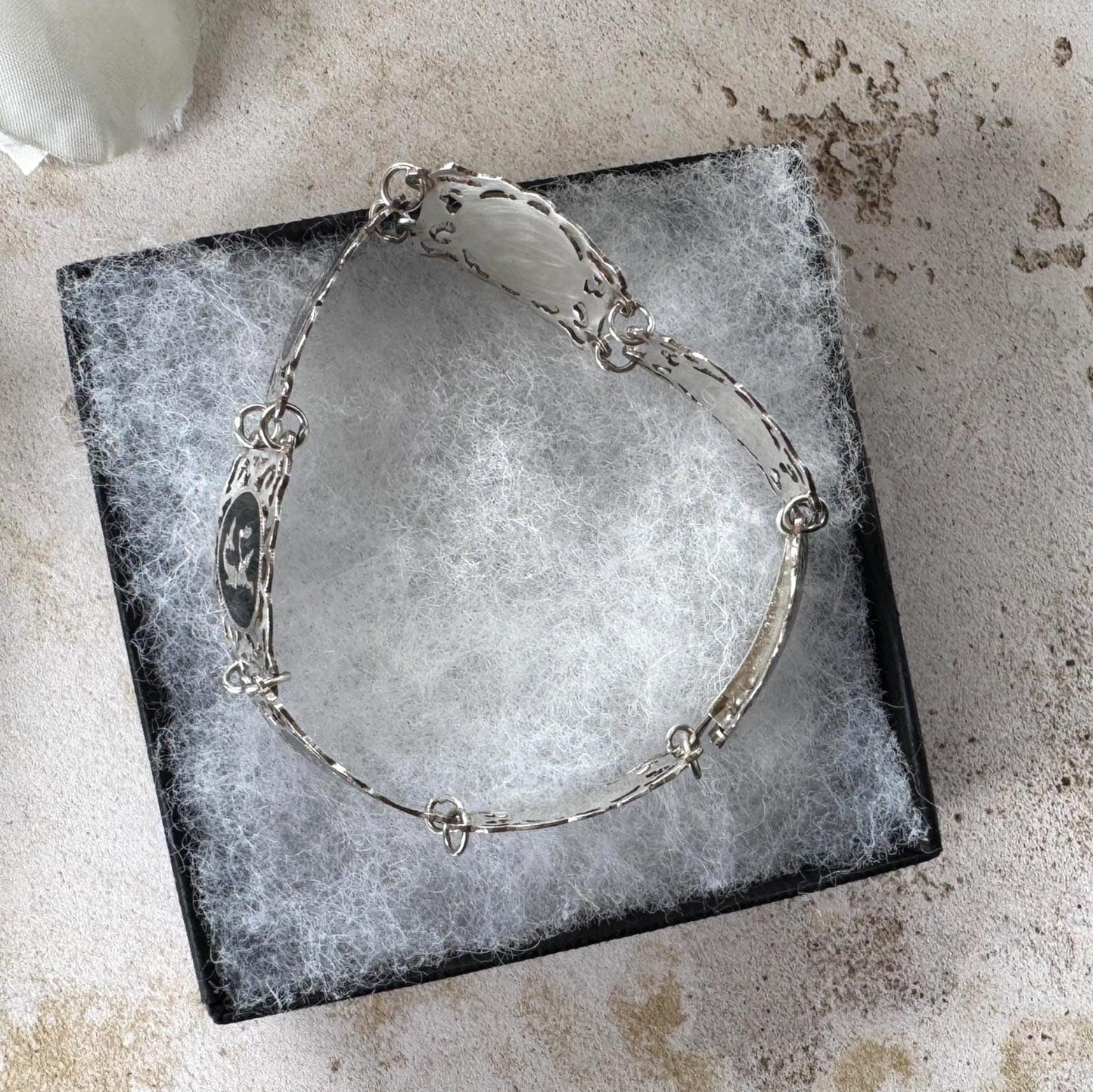 Vintage Siam Sterling Silver Nielloware Panel Bracelet Circa 1940