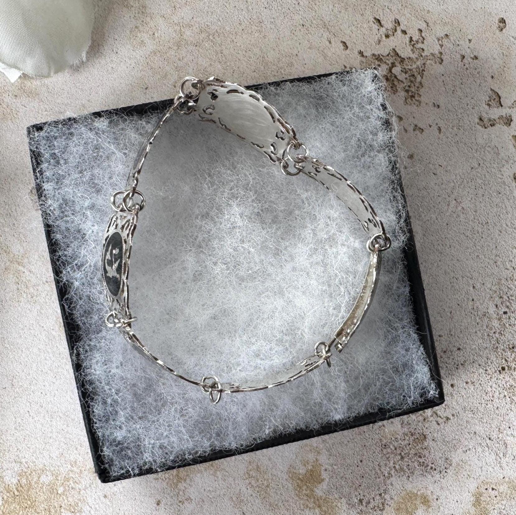 Vintage Siam Sterling Silver Nielloware Panel Bracelet Circa 1940