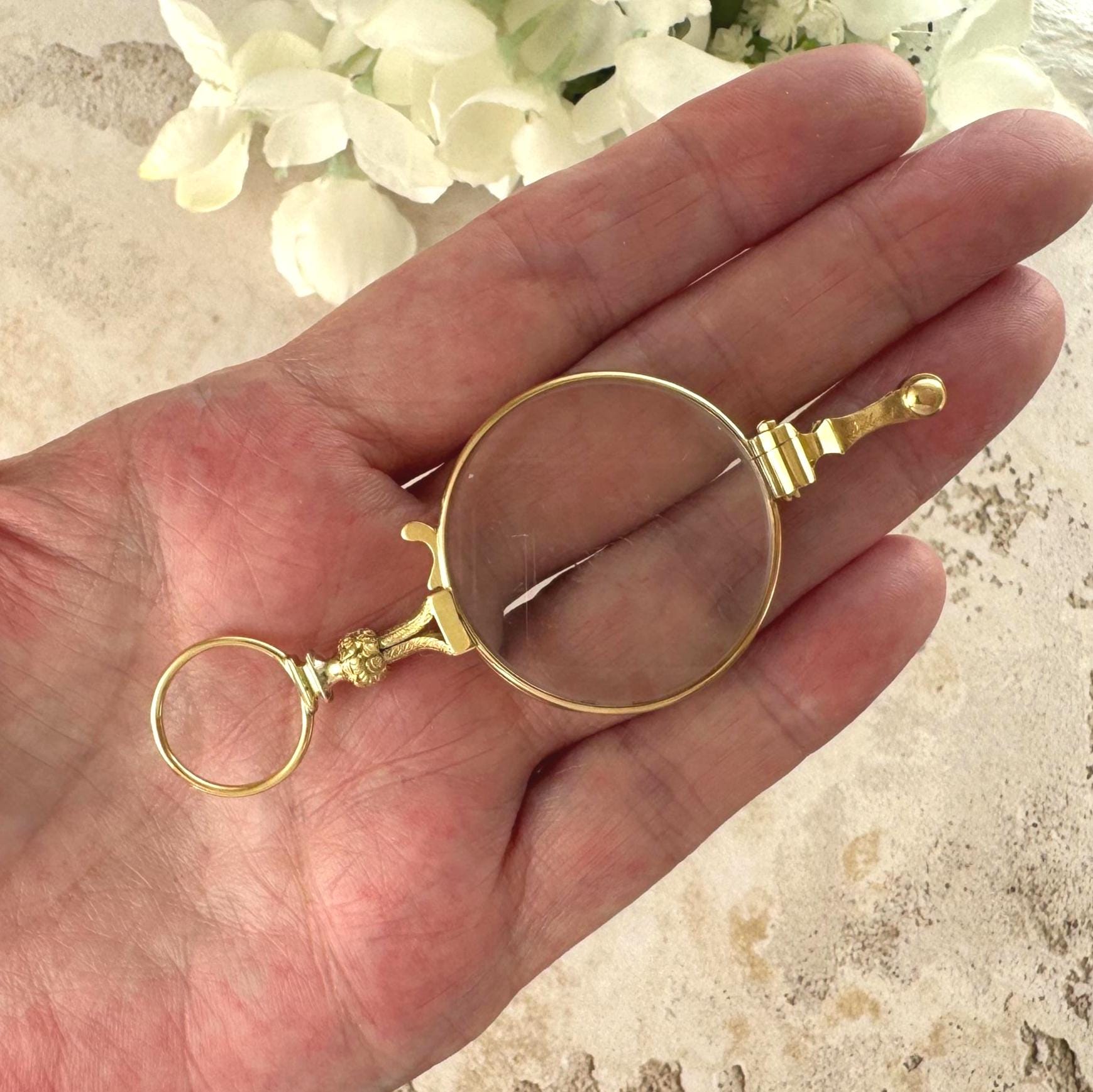 Rare Georgian 18ct Gold Quizzing Glass Semi-Lorgnette Combination by Dollond, London c1790