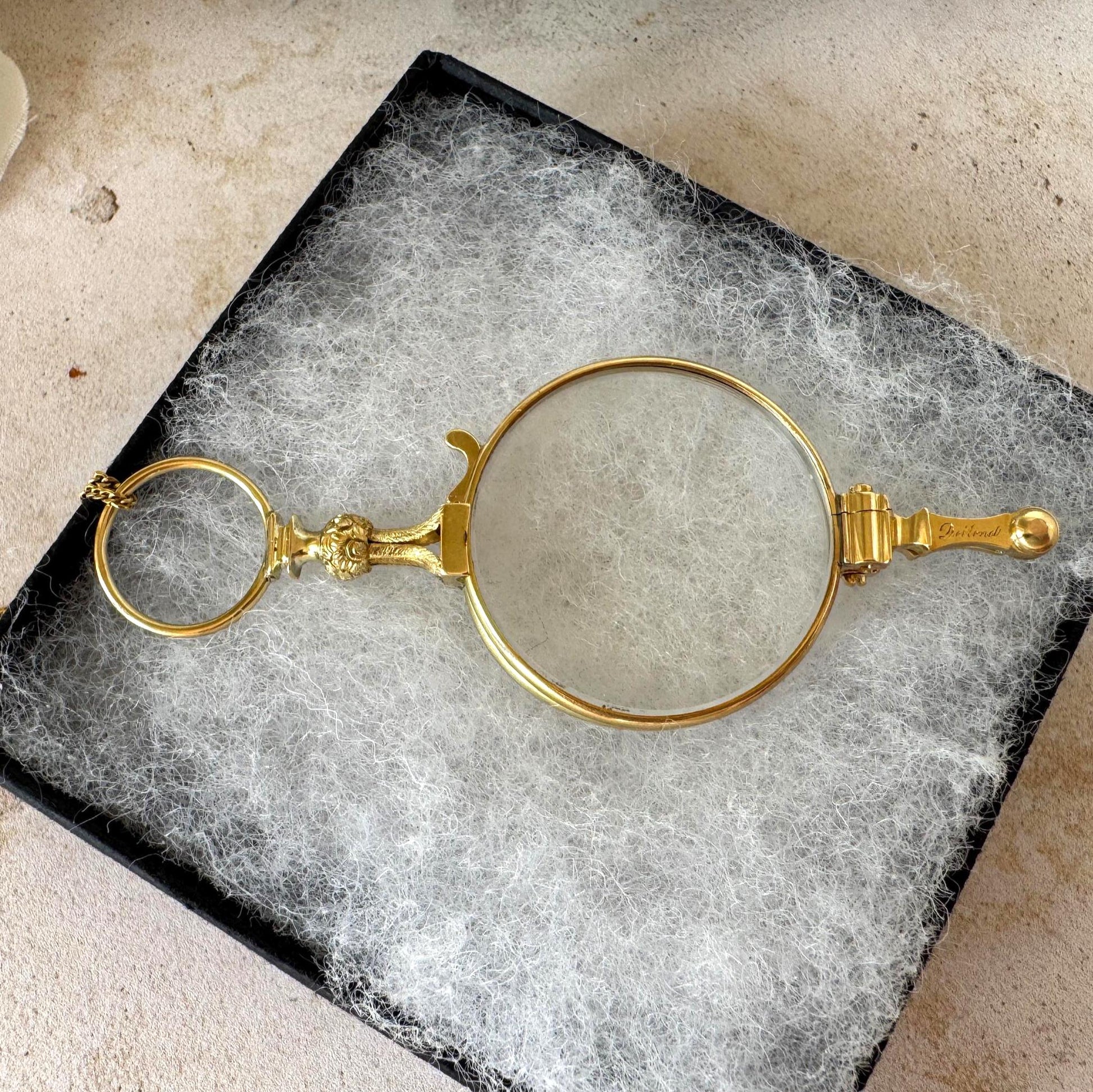 Rare Georgian 18ct Gold Quizzing Glass Semi-Lorgnette Combination by Dollond, London c1790